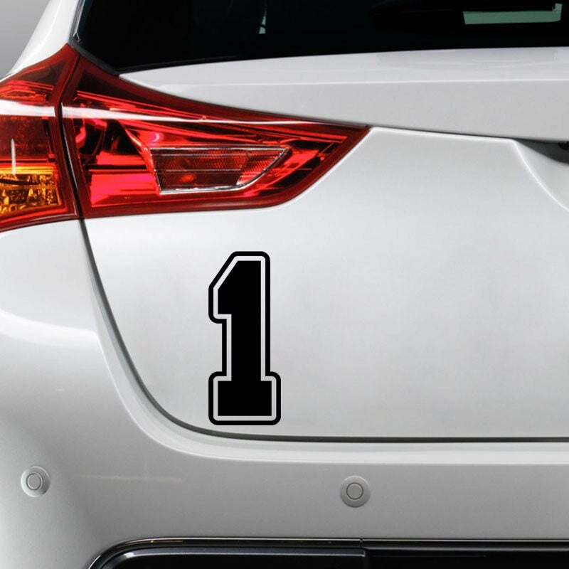 6.8CM*16CM Fun Number 1 Vinyl Car Sticker Motorcycle Decal Graphical Black/Silver C11-0760