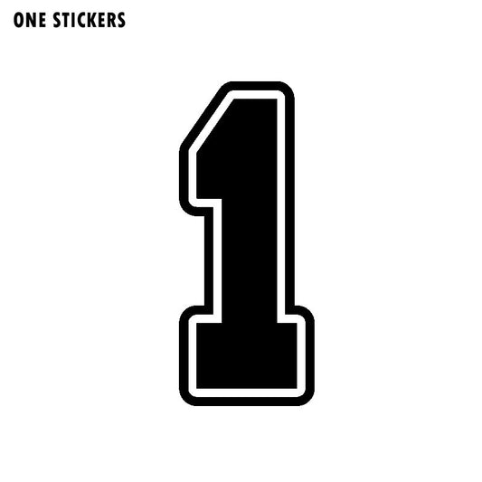 6.8CM*16CM Fun Number 1 Vinyl Car Sticker Motorcycle Decal Graphical Black/Silver C11-0760
