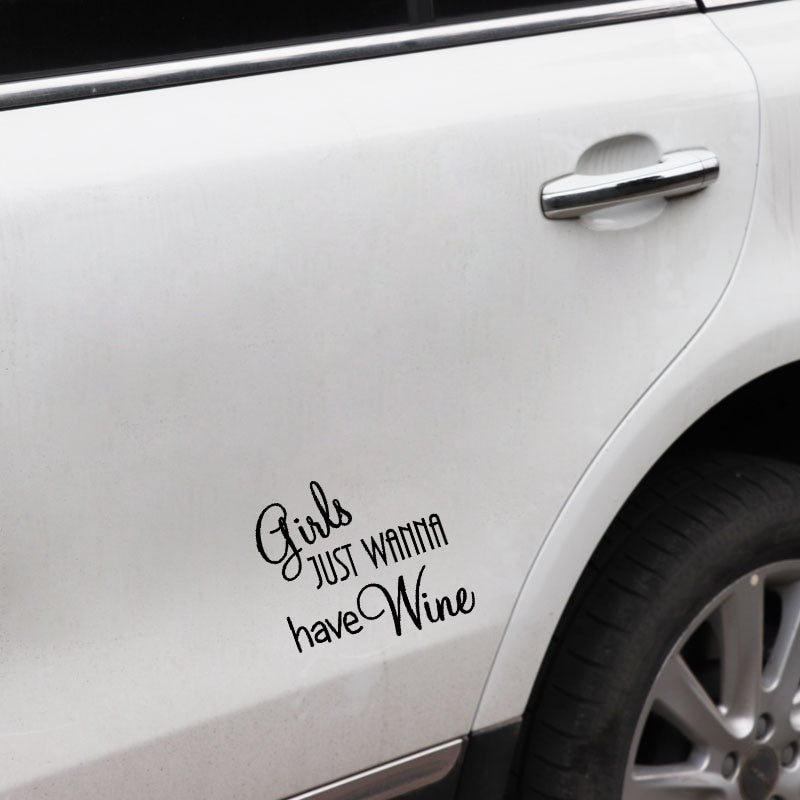 12.9CM*11.9CM For High-quality GIRLS JUST WANNA HAVE WINE Car Sticker Black Silver Vinyl Decals C11-1714