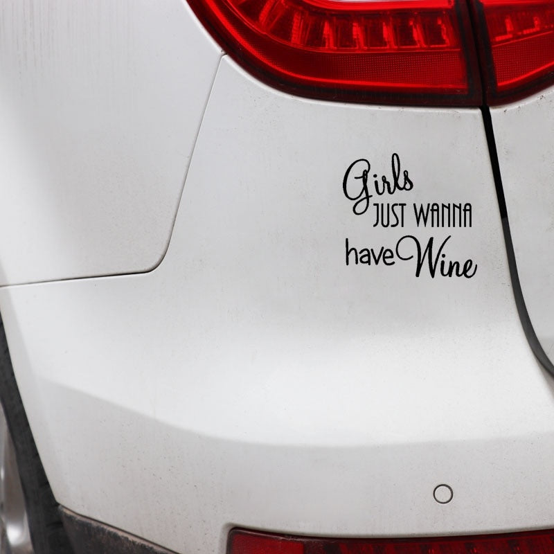 12.9CM*11.9CM For High-quality GIRLS JUST WANNA HAVE WINE Car Sticker Black Silver Vinyl Decals C11-1714