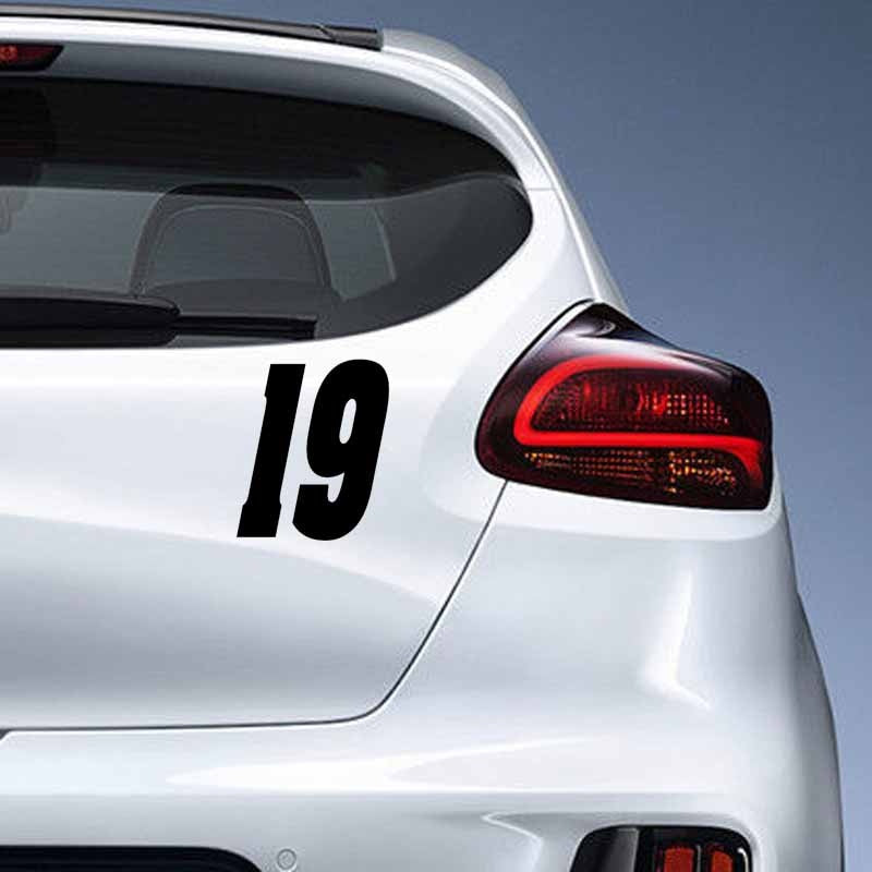 13.3CM*15CM Fashion lucky Number 19 Vinyl Car-styling Car Sticker Decal Graphical Black/Silver C11-0826
