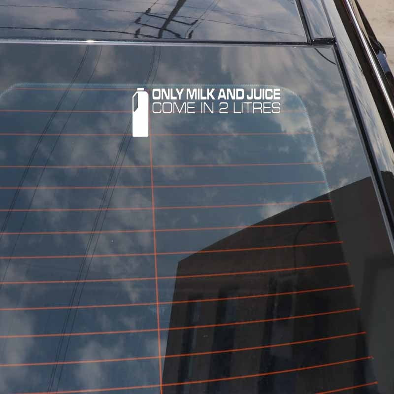 15CM*5CM Funny Car Sticker Black Silver Vinyl Only Milk And Juice Come In 2.0 Liters Decal C11-2001