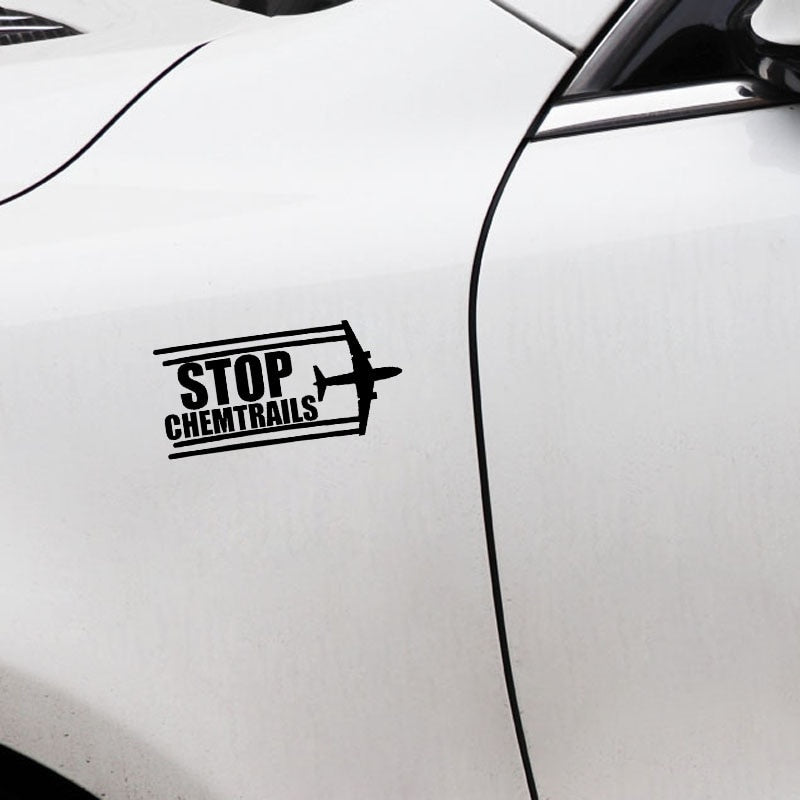 New Brand 17.2CM*8.2CM Creative Stop Chemtrails Vinyl Car Sticker Decal Black Silver C11-2021