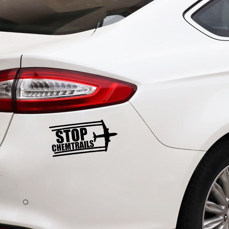 New Brand 17.2CM*8.2CM Creative Stop Chemtrails Vinyl Car Sticker Decal Black Silver C11-2021