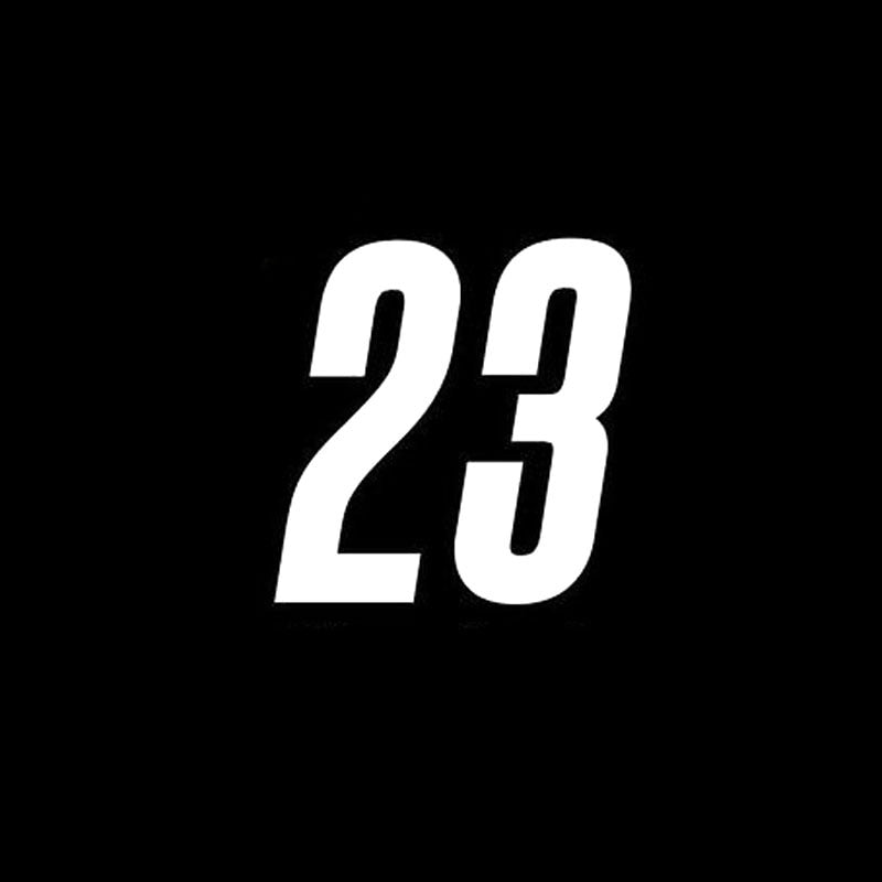 13.8CM*14CM Personality Racing Numbers 23 Vinyl Car Sticker Decal Graphical Black/Silver C11-0750