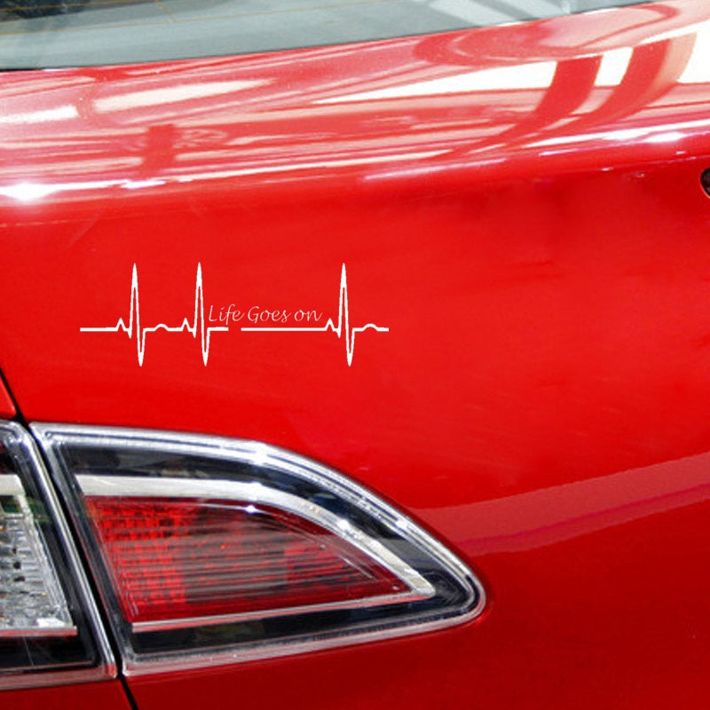 17.5CM*5.8CM Heart Beat Trackpad Life Goes On Nice Decal Black Silver Vinyl Car Sticker C11-1586