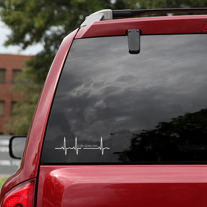 17.5CM*5.8CM Heart Beat Trackpad Life Goes On Nice Decal Black Silver Vinyl Car Sticker C11-1586