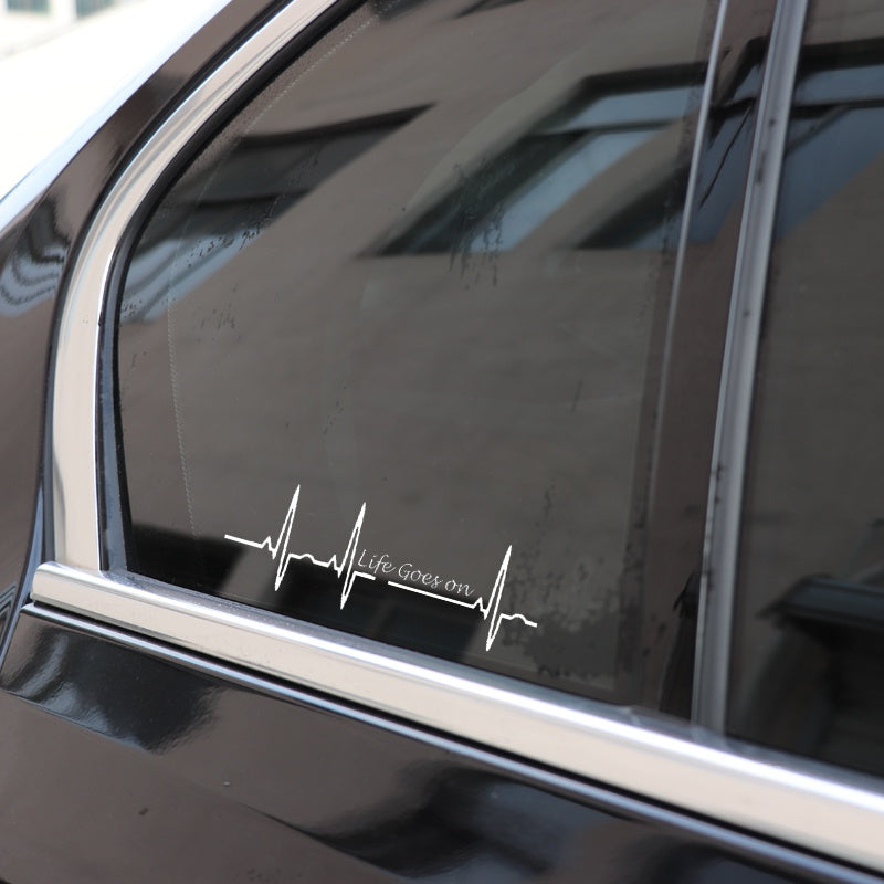 17.5CM*5.8CM Heart Beat Trackpad Life Goes On Nice Decal Black Silver Vinyl Car Sticker C11-1586