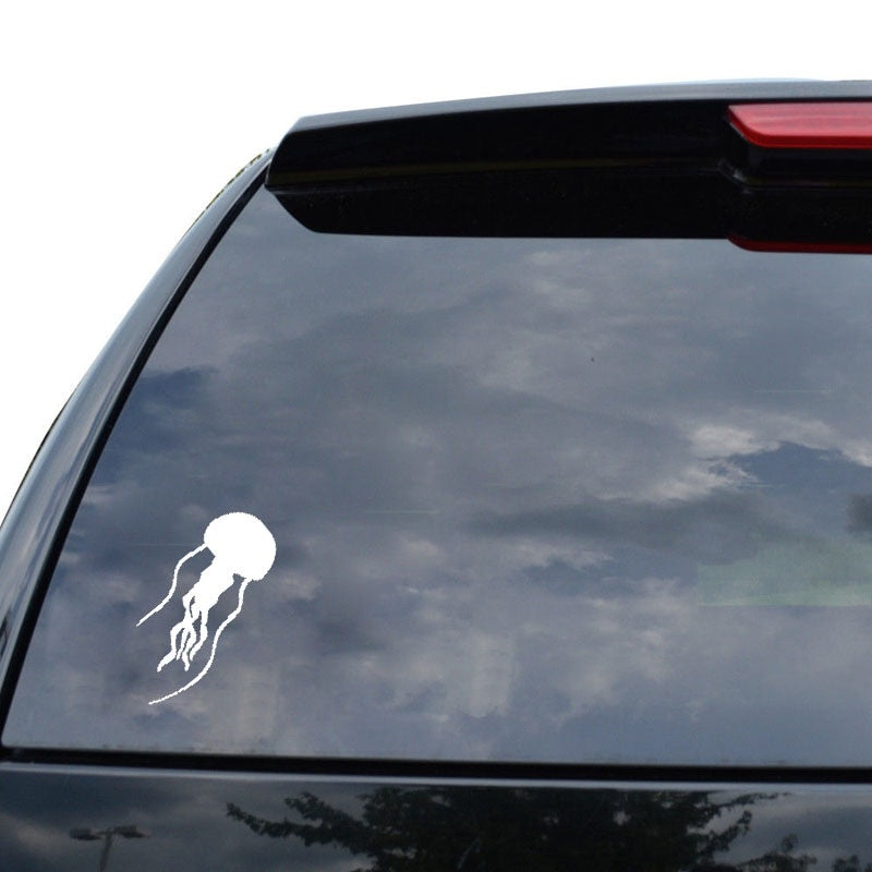 8.7cm*14.9cm Cartoon Jellyfish Are Lively And Interesting Vinyl Window Decal Vivid Car Sticker Black/Silver C18-0253