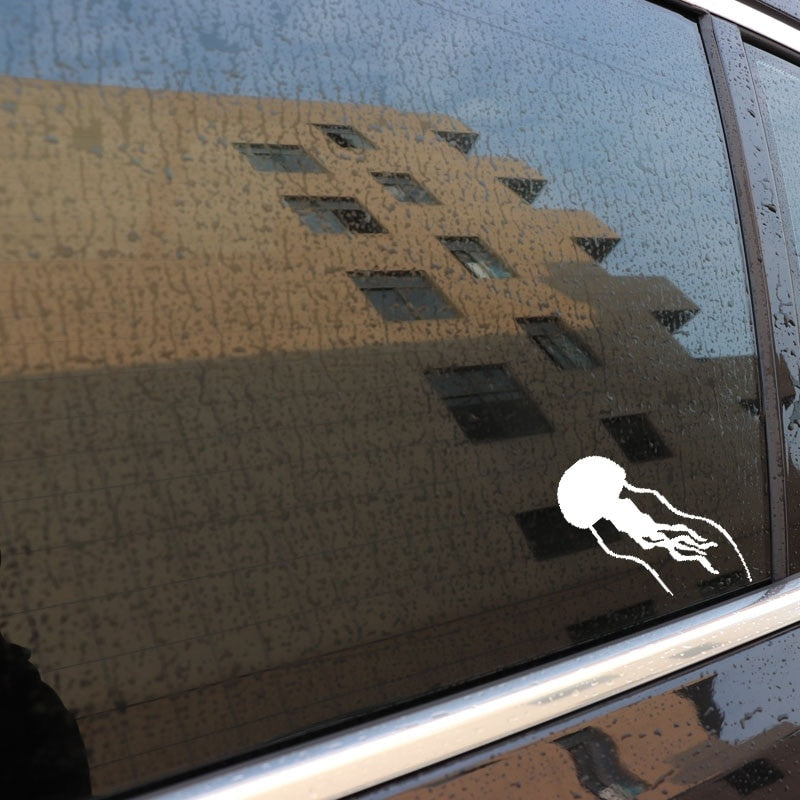 8.7cm*14.9cm Cartoon Jellyfish Are Lively And Interesting Vinyl Window Decal Vivid Car Sticker Black/Silver C18-0253