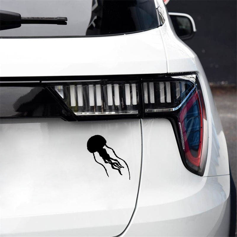 8.7cm*14.9cm Cartoon Jellyfish Are Lively And Interesting Vinyl Window Decal Vivid Car Sticker Black/Silver C18-0253