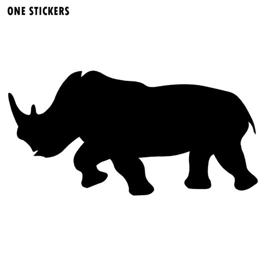 15.2*7.6CM Running Rhino Rhinoceros Fashion Vinyl Car Styling Vinyl Decal Car Stickers Black/Silver S1-2675