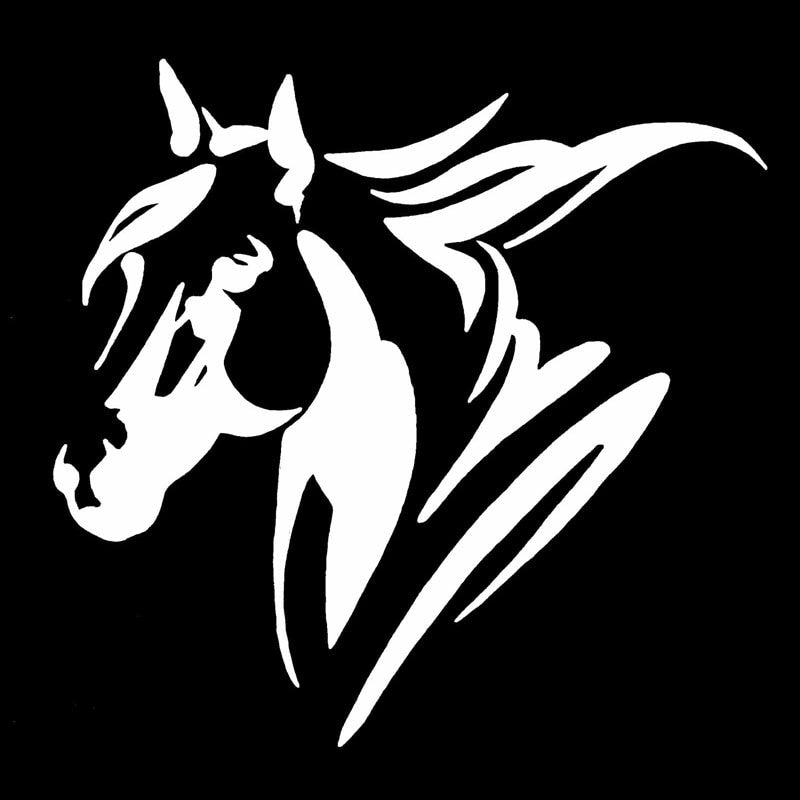 20*19.3CM Creative Car Styling Horse Head Vinyl  Car Sticker And Decal Black/Silver S1-2112
