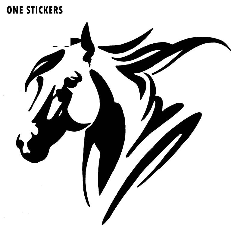 20*19.3CM Creative Car Styling Horse Head Vinyl  Car Sticker And Decal Black/Silver S1-2112