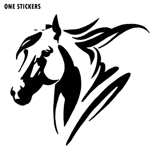 20*19.3CM Creative Car Styling Horse Head Vinyl  Car Sticker And Decal Black/Silver S1-2112