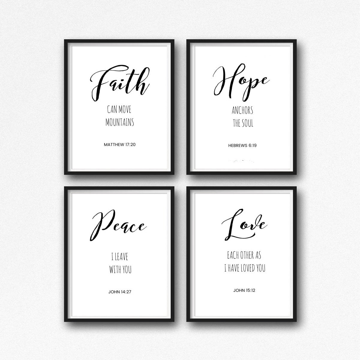 New Hot Bible Verse Nordic Poster Wall Art Faith Hope Peace Love Prints Canvas Painting Home Wall Decor Design for Living Room Bedroom Wall Mural Without Frames