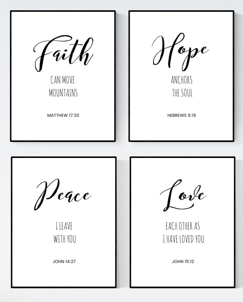 New Hot Bible Verse Nordic Poster Wall Art Faith Hope Peace Love Prints Canvas Painting Home Wall Decor Design for Living Room Bedroom Wall Mural Without Frames