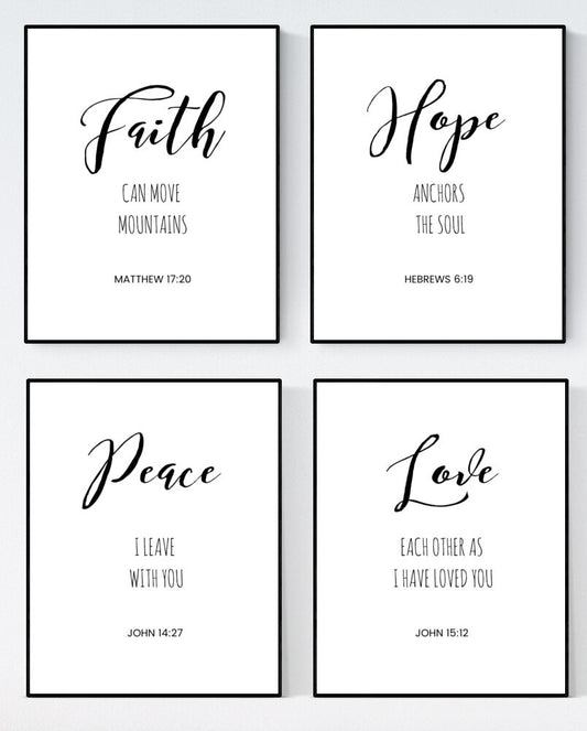 New Hot Bible Verse Nordic Poster Wall Art Faith Hope Peace Love Prints Canvas Painting Home Wall Decor Design for Living Room Bedroom Wall Mural Without Frames
