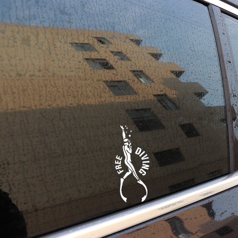 7.3*16.5CM Creative Diving Car Stickers Accessories Silhouette Black Silver Vinyl Decor C12-0683