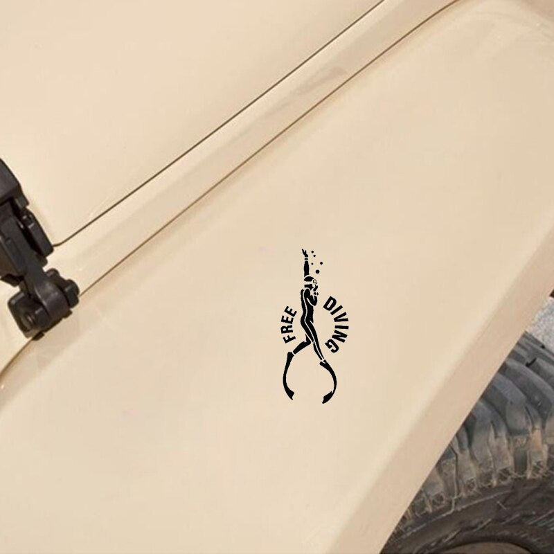 7.3*16.5CM Creative Diving Car Stickers Accessories Silhouette Black Silver Vinyl Decor C12-0683