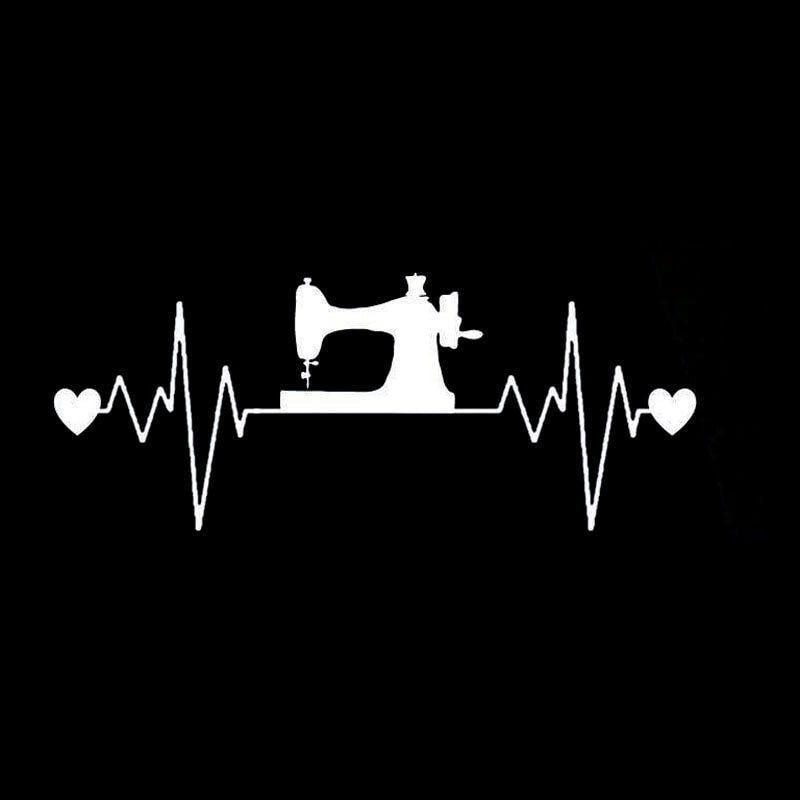 14.6CM*5.9CM Fashion Sewing Lifeline Heartbeat Vinyl Black/Silver Car Sticker Decal C22-1038