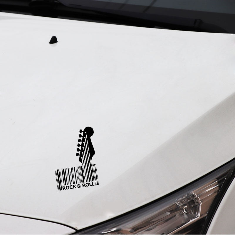 10.5CM*14.2CM Music Guitar Rock Barcode Decal Vinly  Black/Silver Car Sticker C22-0565