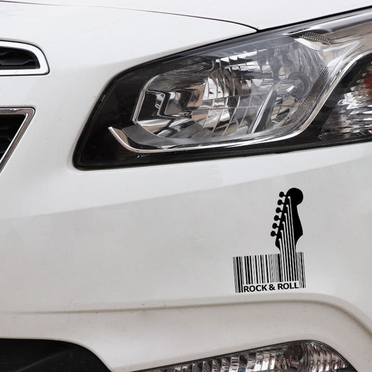 10.5CM*14.2CM Music Guitar Rock Barcode Decal Vinly  Black/Silver Car Sticker C22-0565