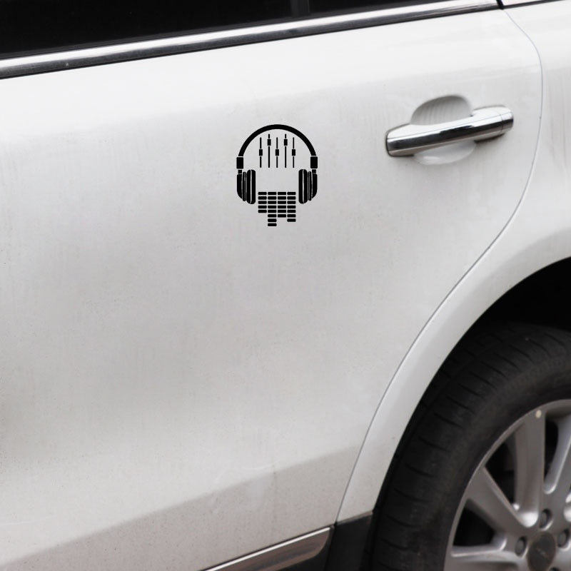 11.4CM*14.3CM Headphones  Decal Music Dj Rock Vinyl Black/Silver Car Sticker C22-0655