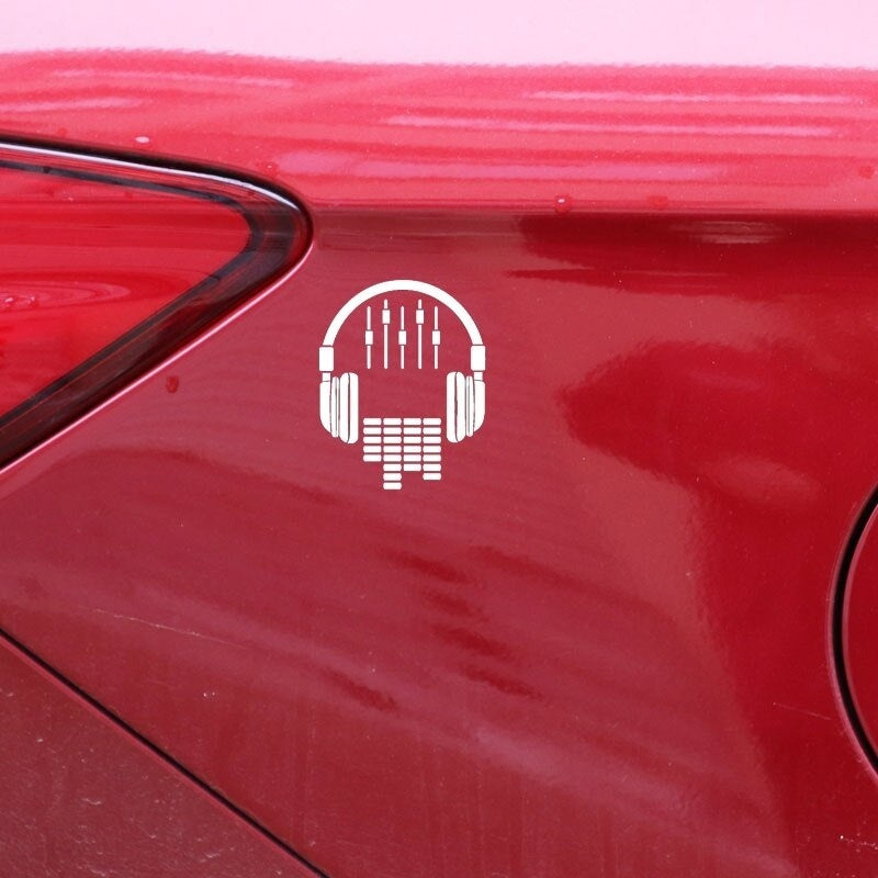 11.4CM*14.3CM Headphones  Decal Music Dj Rock Vinyl Black/Silver Car Sticker C22-0655