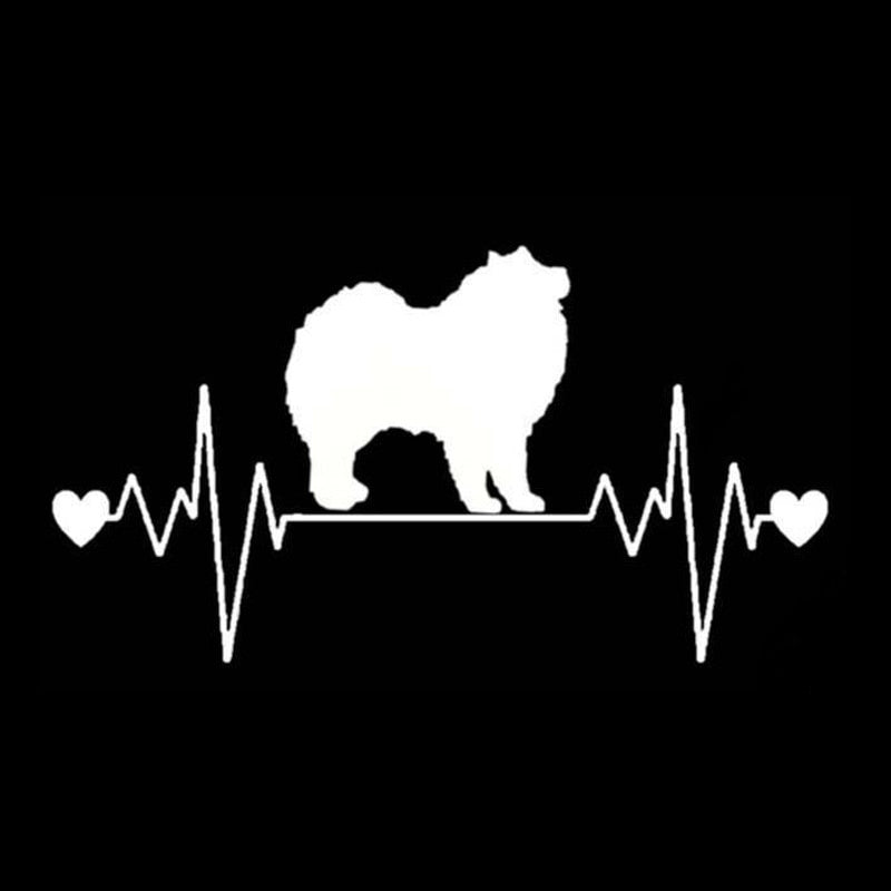 15.9CM*8.3CM Cute Samoyed Dog Rescue Heartbeat Lifeline  Vinyl Motorcycle Car Sticker C22-1185