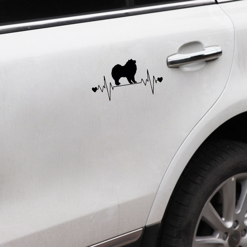 15.9CM*8.3CM Cute Samoyed Dog Rescue Heartbeat Lifeline  Vinyl Motorcycle Car Sticker C22-1185