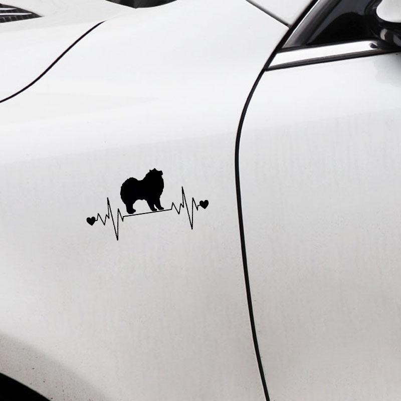 15.9CM*8.3CM Cute Samoyed Dog Rescue Heartbeat Lifeline  Vinyl Motorcycle Car Sticker C22-1185