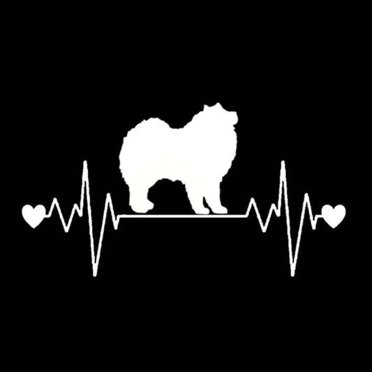 15.9CM*8.3CM Cute Samoyed Dog Rescue Heartbeat Lifeline  Vinyl Motorcycle Car Sticker C22-1185