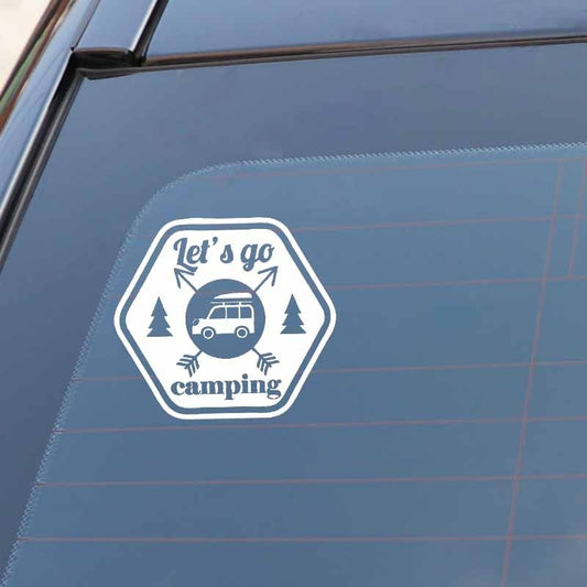 14.5CM*13CM Interesting Let's Go Camping Car Window Sticker Decal Black Silver Vinyl C11-1835