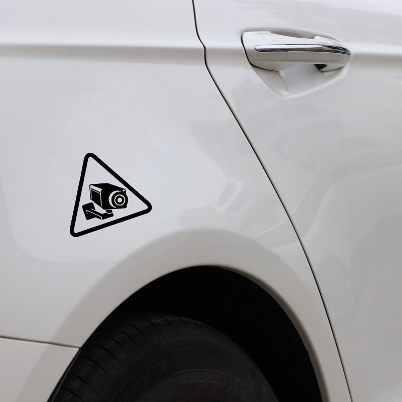 14.2CM*12.5CM Camera Cctv Video Surveillance Sign Vinyl Black/Silver  Car Sticker C22-0885