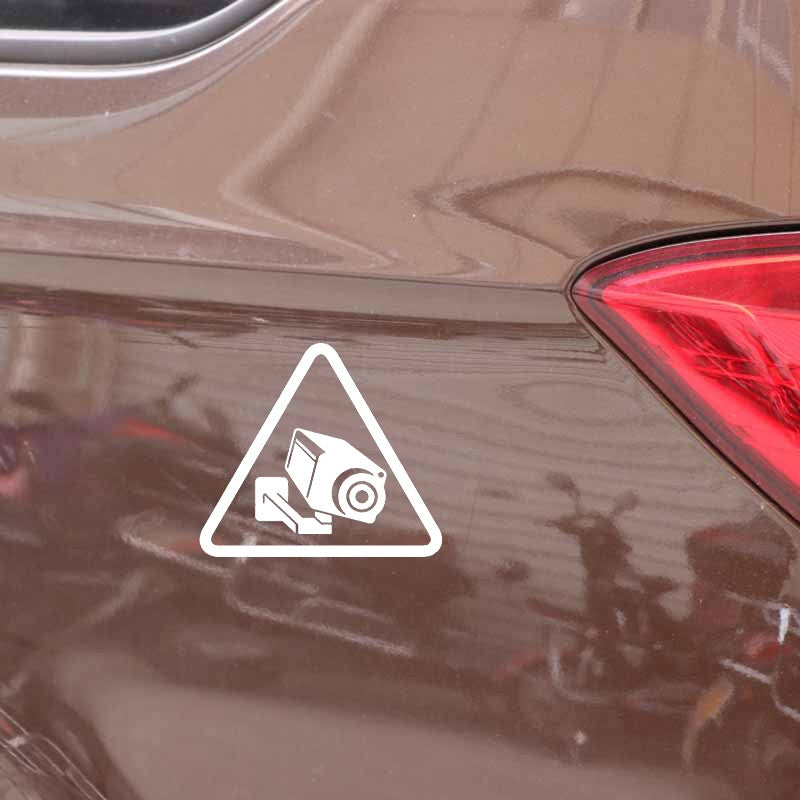 14.2CM*12.5CM Camera Cctv Video Surveillance Sign Vinyl Black/Silver  Car Sticker C22-0885