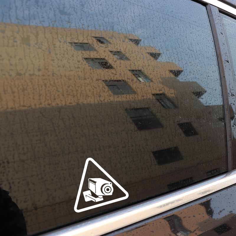 14.2CM*12.5CM Camera Cctv Video Surveillance Sign Vinyl Black/Silver  Car Sticker C22-0885