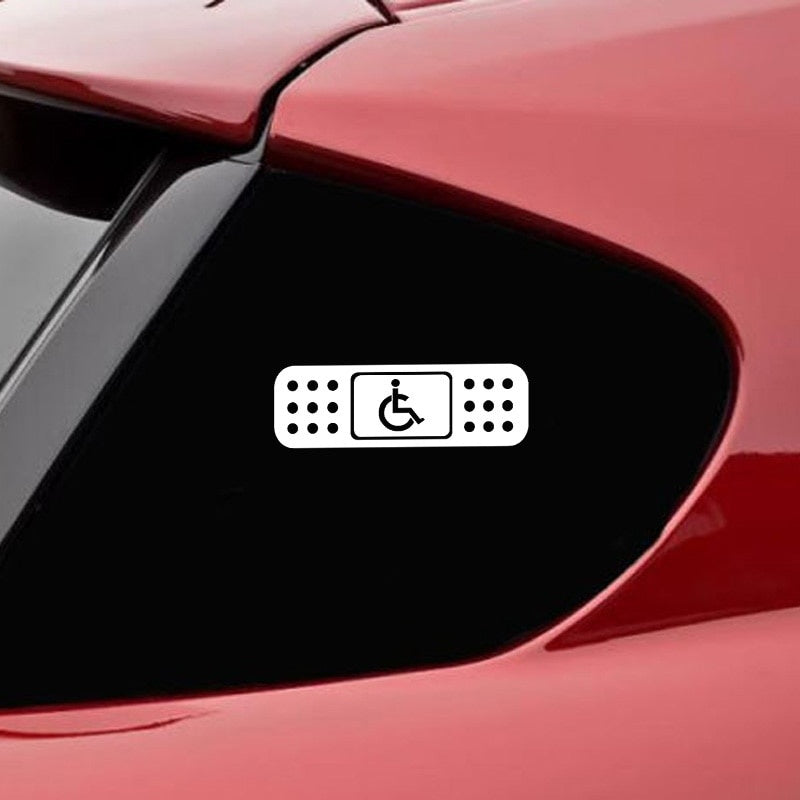 13.5*4.1CM Fun BAND AID Handicap Wheelchair JDM Decal Car Sticker Black/Silver Vinyl S8-1440