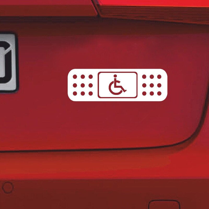 13.5*4.1CM Fun BAND AID Handicap Wheelchair JDM Decal Car Sticker Black/Silver Vinyl S8-1440