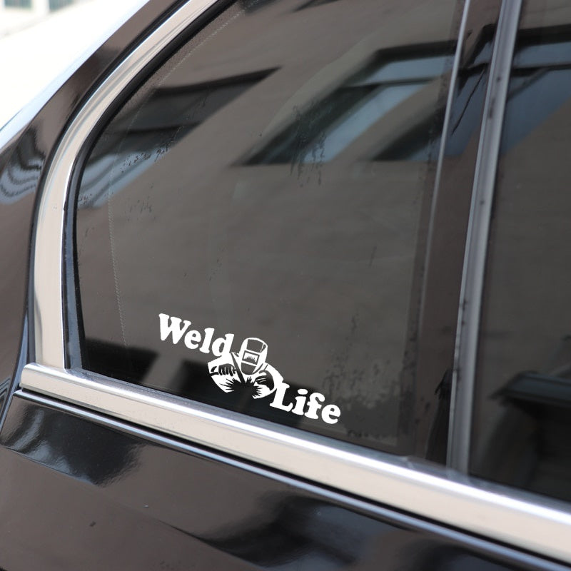 17CM*5.2CM Fashion  Weld Life Vinyl Car Window Sticker Decal Black Silver C11-1609