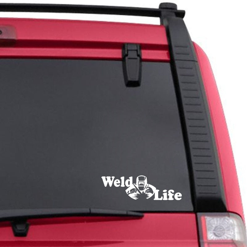 17CM*5.2CM Fashion  Weld Life Vinyl Car Window Sticker Decal Black Silver C11-1609
