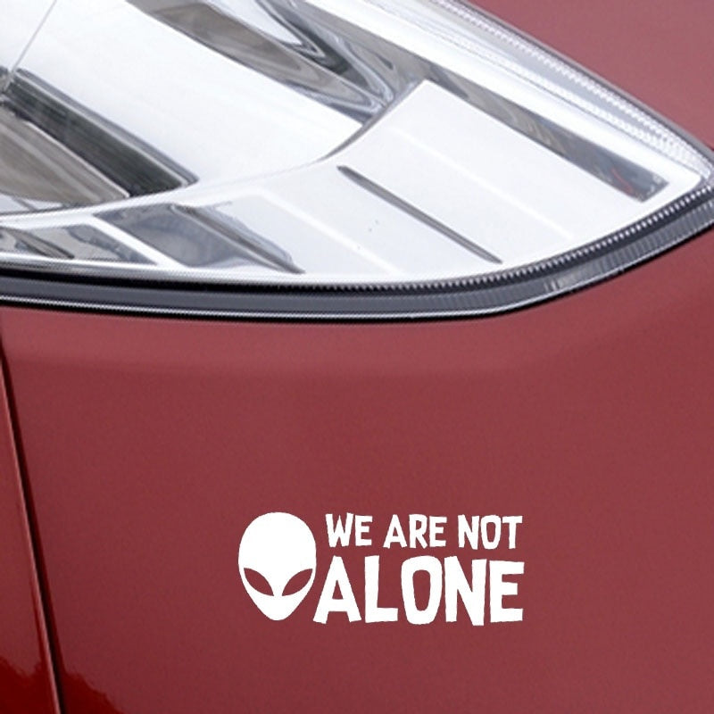 15.2CM*6CM ALIEN WE ARE NOT ALONE Vinyl Decal UFO Car Sticker Black/Silver C3-0494