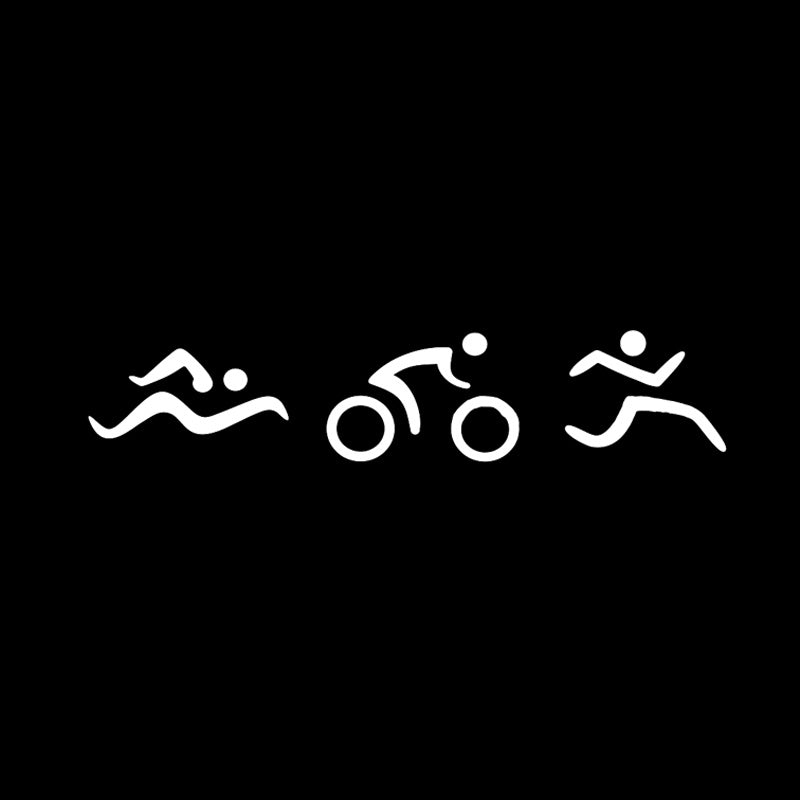 14.3*2.9CM Coolest Triathlon Swim Cycling Run Unique Silhouette Car Sticker Vinyl Decor Graphic Black Silver C12-0660