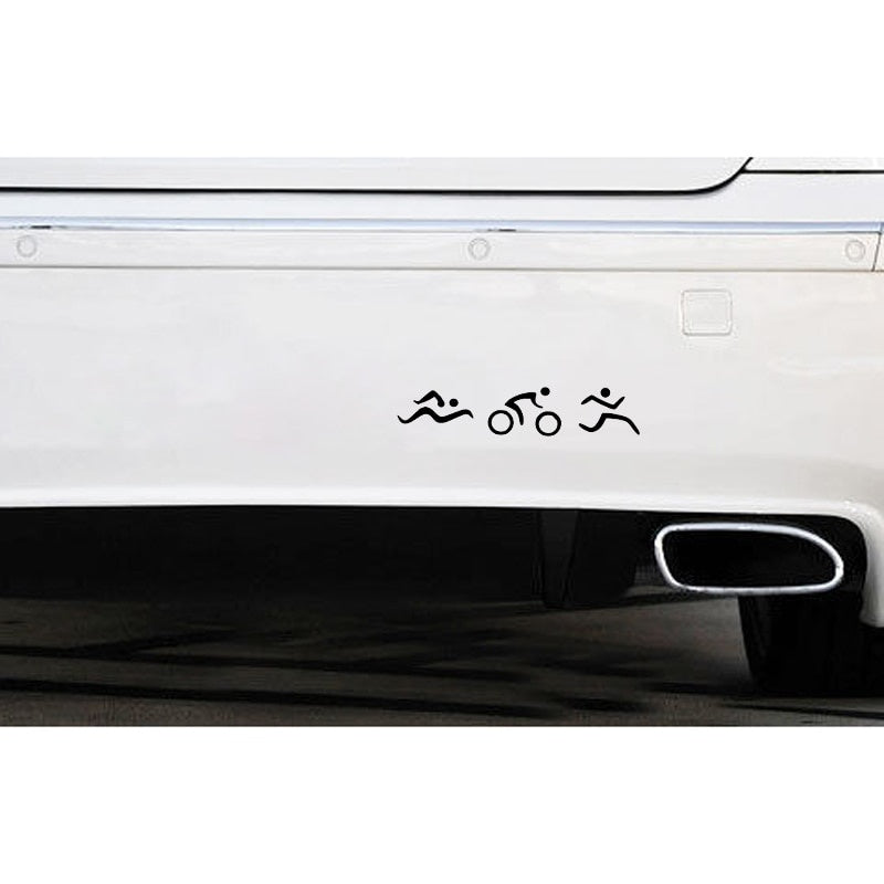 14.3*2.9CM Coolest Triathlon Swim Cycling Run Unique Silhouette Car Sticker Vinyl Decor Graphic Black Silver C12-0660