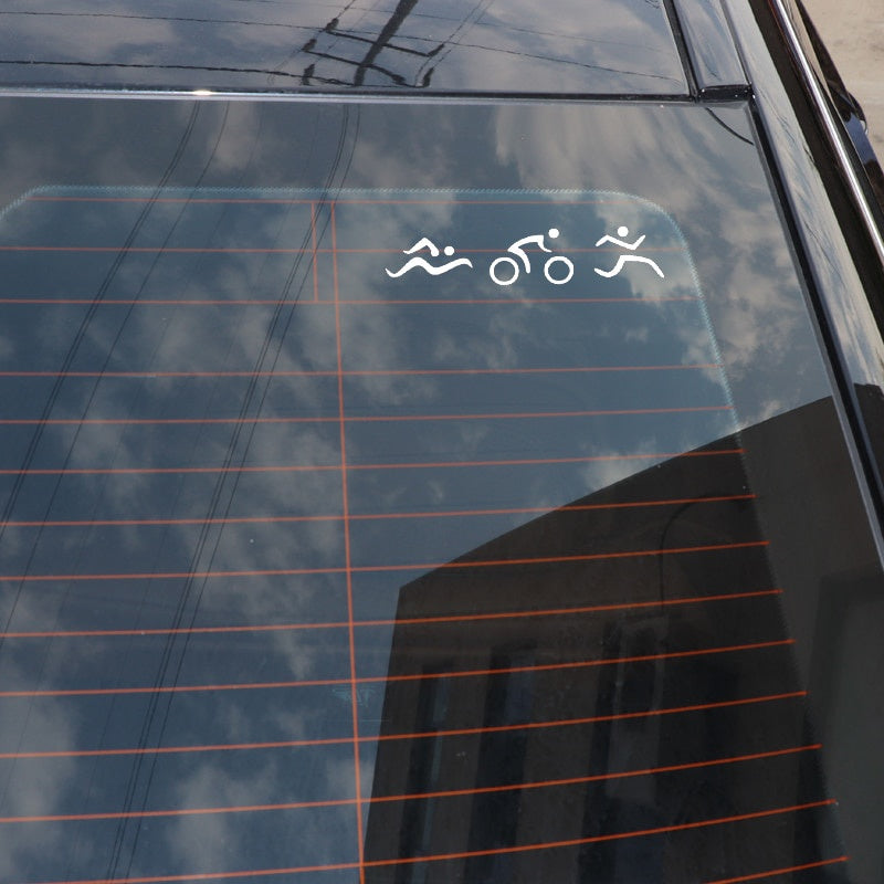 14.3*2.9CM Coolest Triathlon Swim Cycling Run Unique Silhouette Car Sticker Vinyl Decor Graphic Black Silver C12-0660