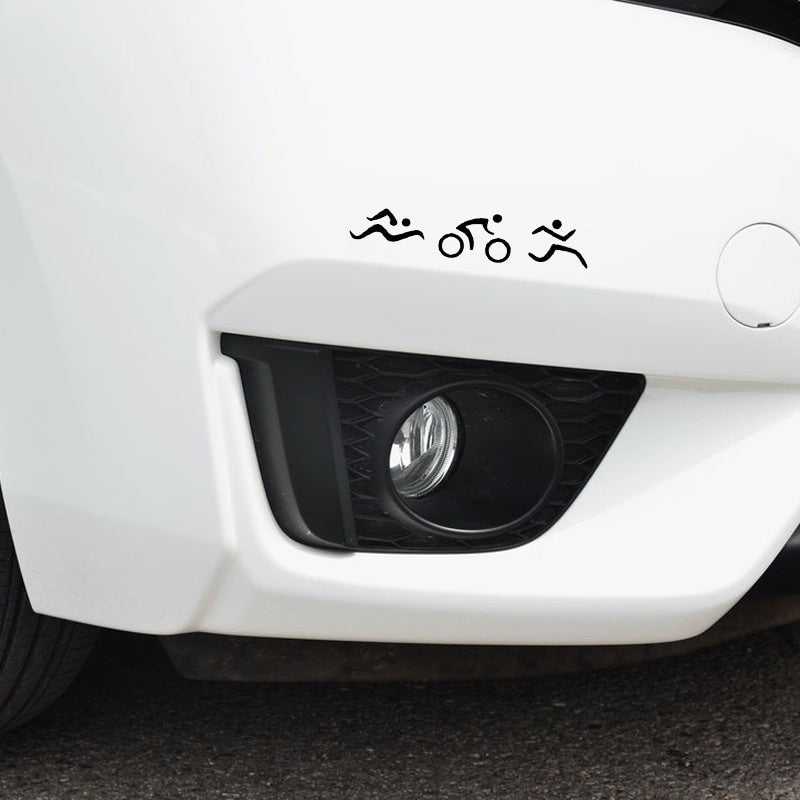 14.3*2.9CM Coolest Triathlon Swim Cycling Run Unique Silhouette Car Sticker Vinyl Decor Graphic Black Silver C12-0660