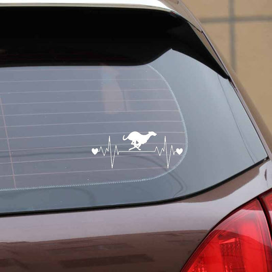 16.5CM*6.7CM Lovely Dog racing Whippet Heartbeat Line Vinyl Black/Silver Car Sticker C22-1176