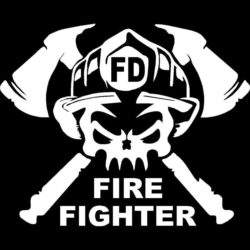 15x12.1CM Cartoon Fun FIRE FIGHTER Vinyl Decal Car Window Sticker Black/Silver S8-1337