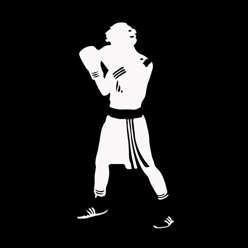 7.7*16.5CM Unique Boxing Gloves Gym Sport Fitness Decor Car Sticker Silhouette Vinyl Accessories C12-0782