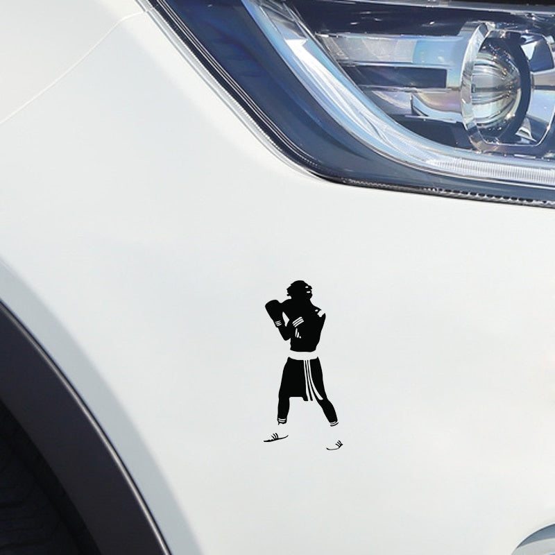 7.7*16.5CM Unique Boxing Gloves Gym Sport Fitness Decor Car Sticker Silhouette Vinyl Accessories C12-0782